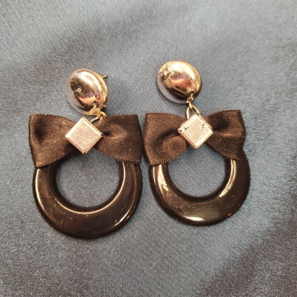 Bow Earrings Bowearring Blackearrings